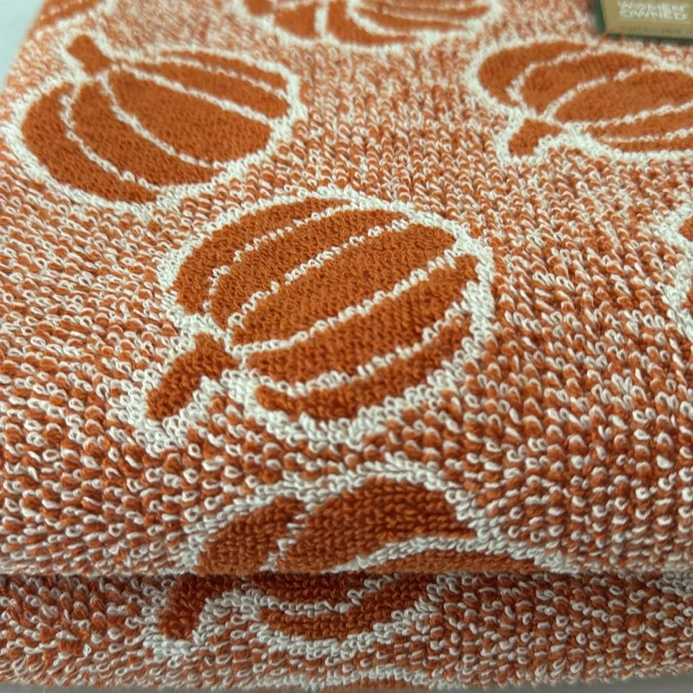 8pc Deborah Connolly Pumpkin Print Bath Towel Set With Fringe - Pump Min…